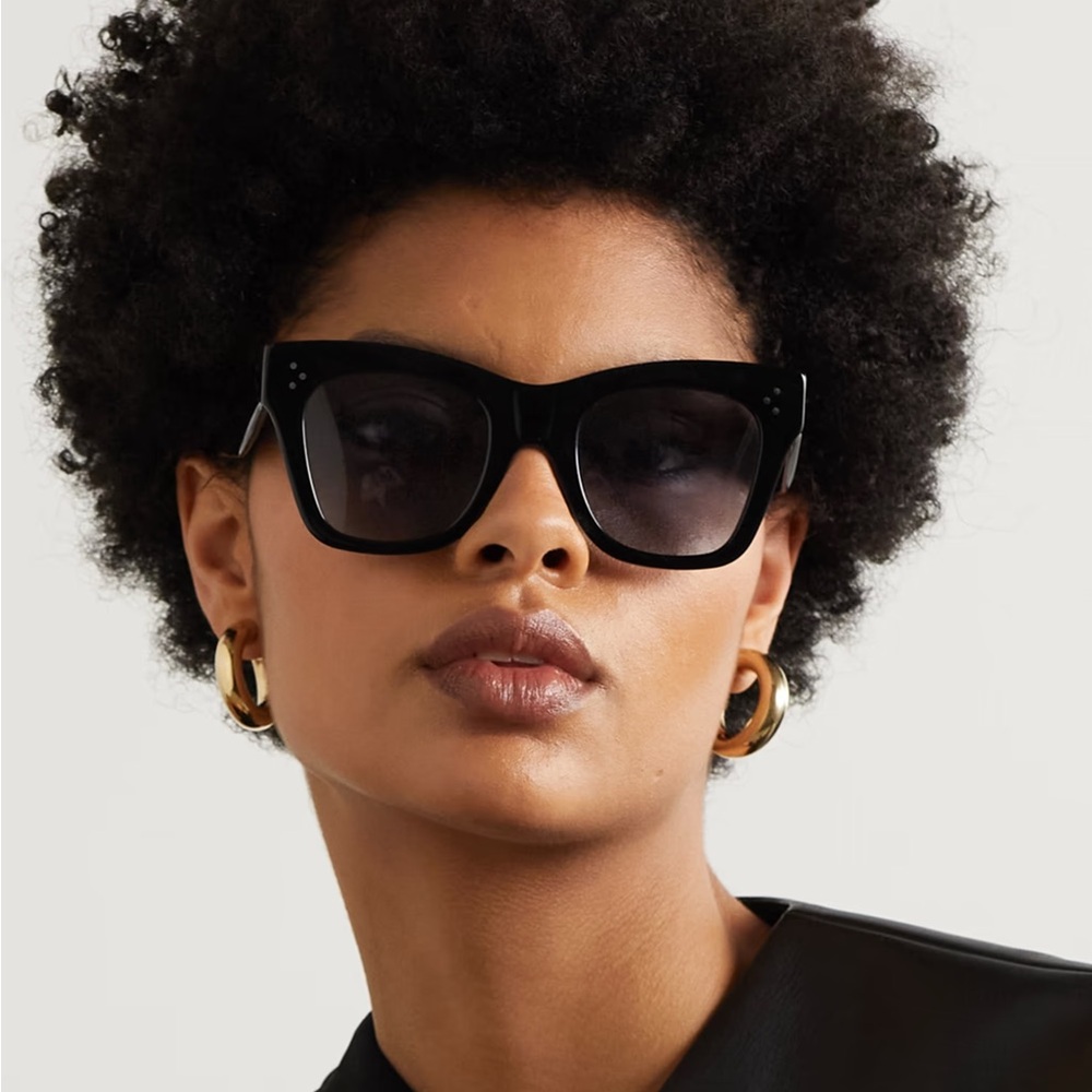Celine Oversized Cat Eye Acetate Black Sunglasses